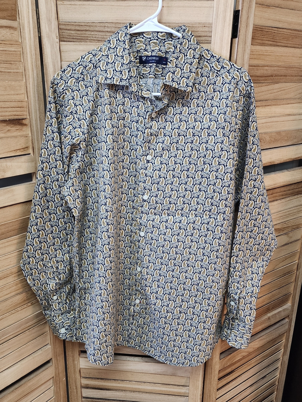 Cremieux Classics Paisley Button Down Shirt Men’s Medium 100% Cotton Blue Gold